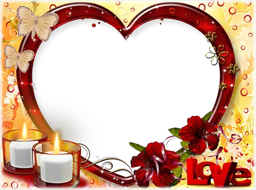 Photo frame - Love heart and two candles