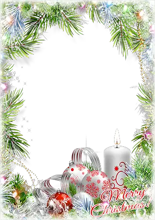 Photo frame - Merry Christmas. Red white decorations