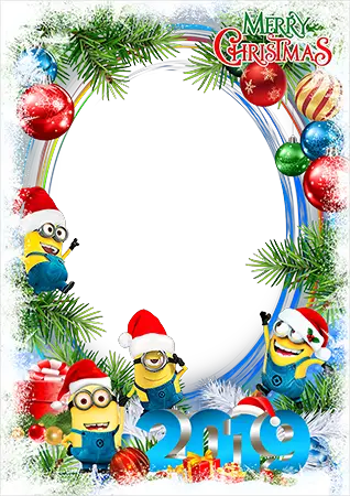 Molduras para fotos - Merry Christmas 2019. Festive minions