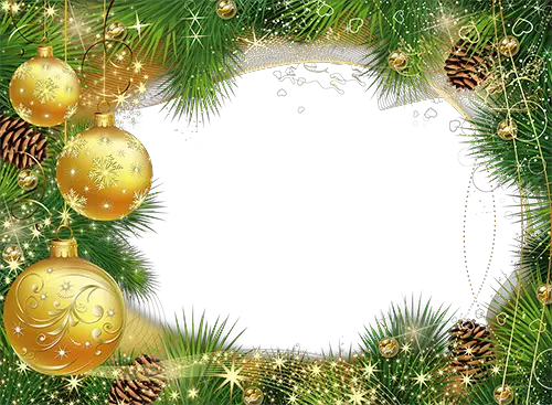 Photo frame - New Year tree golden balls