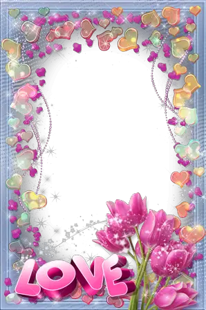 Photo frame - Pink tulips with love