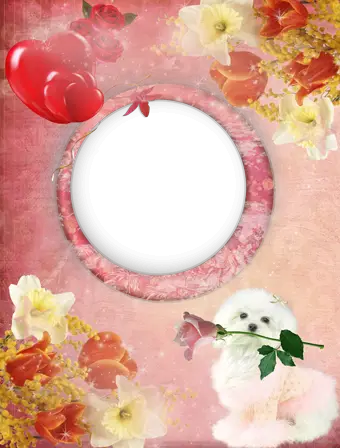 Foto rámeček - Štěně s růží