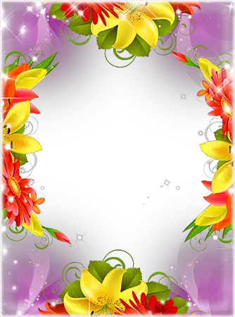 Photo frame - Red and yellow flowers in lights