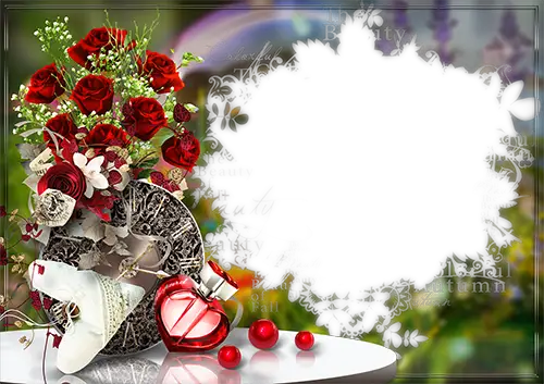 Cornici fotografiche - Red roses with perfume in form of heart