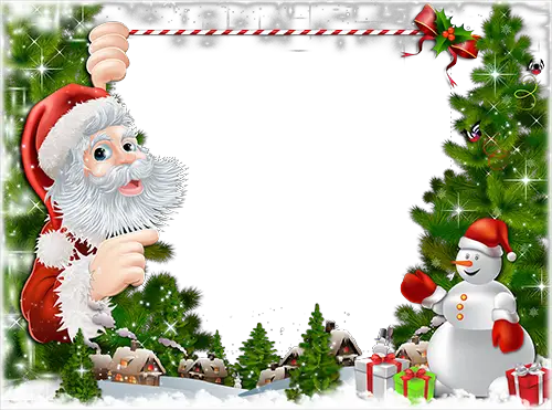 Foto rámeček - Santa and Snowman awaiting Christmas