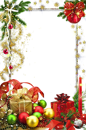 Photo frame - Spirit of New Year made by presents and ornaments