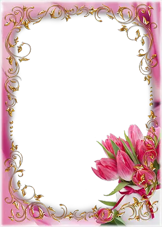 Photo frame - Tender tulips with golden decoration