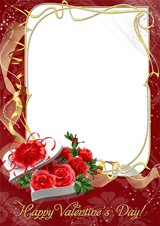 Photo frame - Valentines Day gift box with roses inside