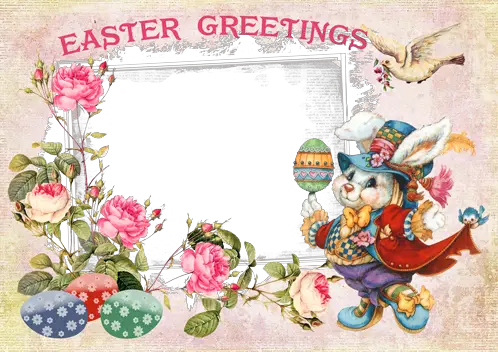Photo frame - Vintage easter greetings card