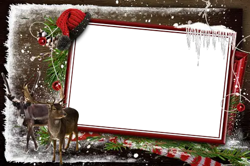 Photo frame - Waiting for Santa in cold winter forest
