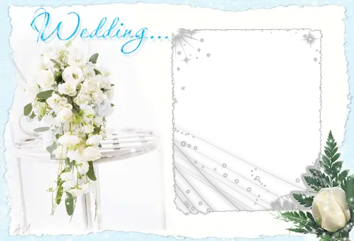 Photo frame - White wedding roses