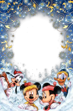 Foto rámeček - Zimní radovánky s Mickey, Donald a Pluto